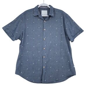 DENIM & FLOWER Ricky‎ Singh Slim Fit Short Sleeve Shirt Mens XL Dolphin Print